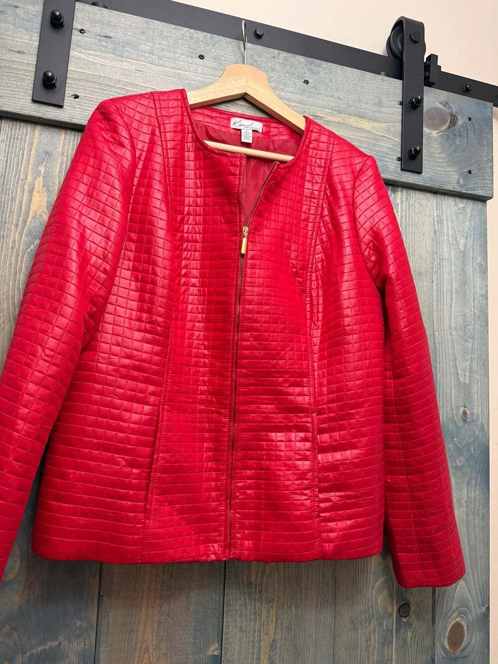Kim Rogers Red Quilted Faux Leather Jacket